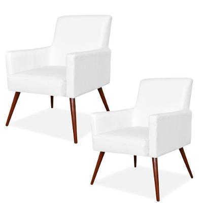 Kit 02 Poltronas Maria W01 Pés Palito Corino Branco