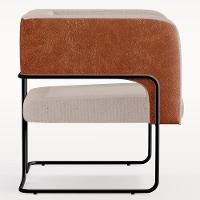 Poltrona Base Aço Preto Couríssimo Camel B-14 Linho Bege - 5