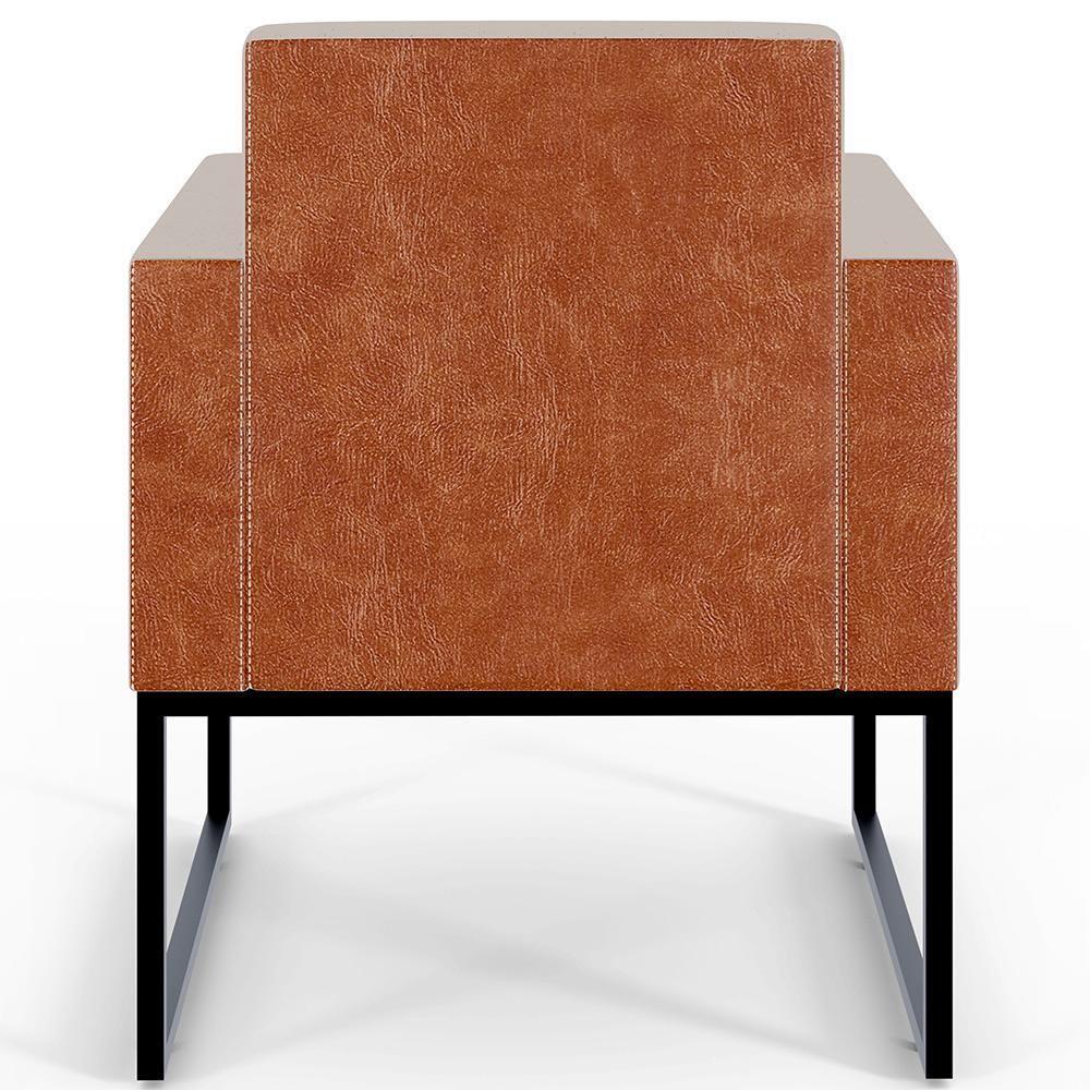 Kit 03 Poltronas Base Fixa Metal Helô L02 Linho Bege Camel - 2