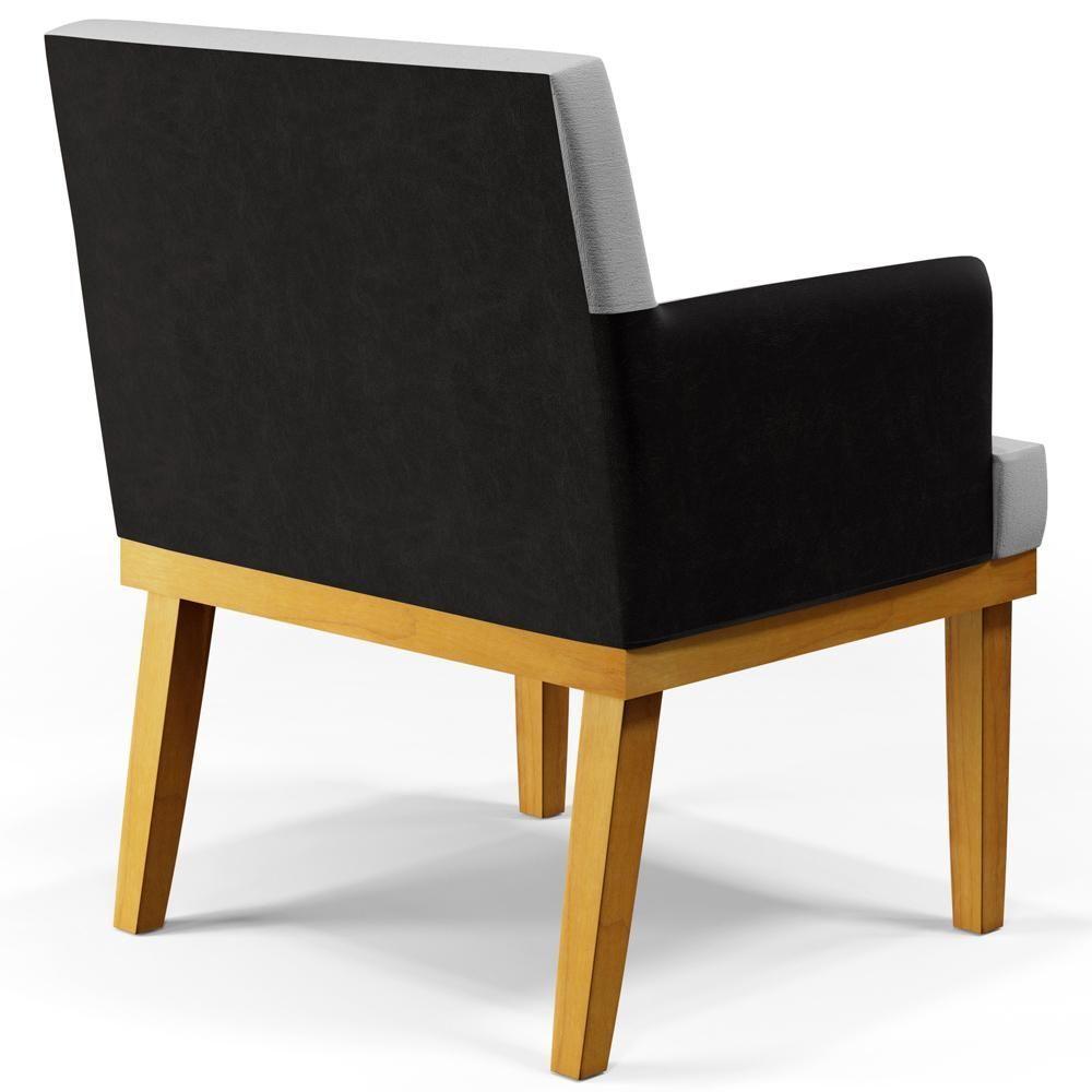 Kit 03 Poltronas Beatriz W01 Linho Cinza Couríssimo Preto - 3