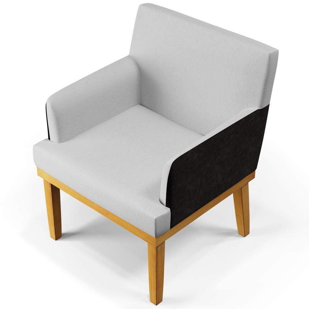 Kit 03 Poltronas Beatriz W01 Linho Cinza Couríssimo Preto - 4