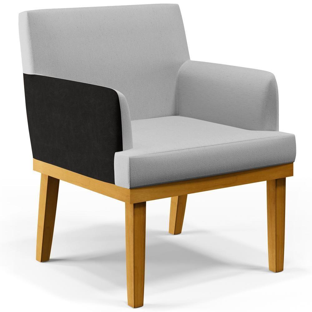 Kit 03 Poltronas Beatriz W01 Linho Cinza Couríssimo Preto - 9