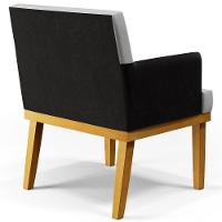 Kit 03 Poltronas Beatriz W01 Linho Cinza Couríssimo Preto - 3