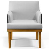 Kit 03 Poltronas Beatriz W01 Linho Cinza Couríssimo Preto - 6