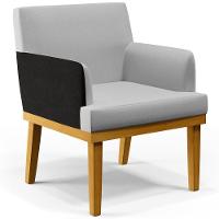 Kit 03 Poltronas Beatriz W01 Linho Cinza Couríssimo Preto - 9