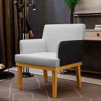 Kit 03 Poltronas Beatriz W01 Linho Cinza Couríssimo Preto - 10