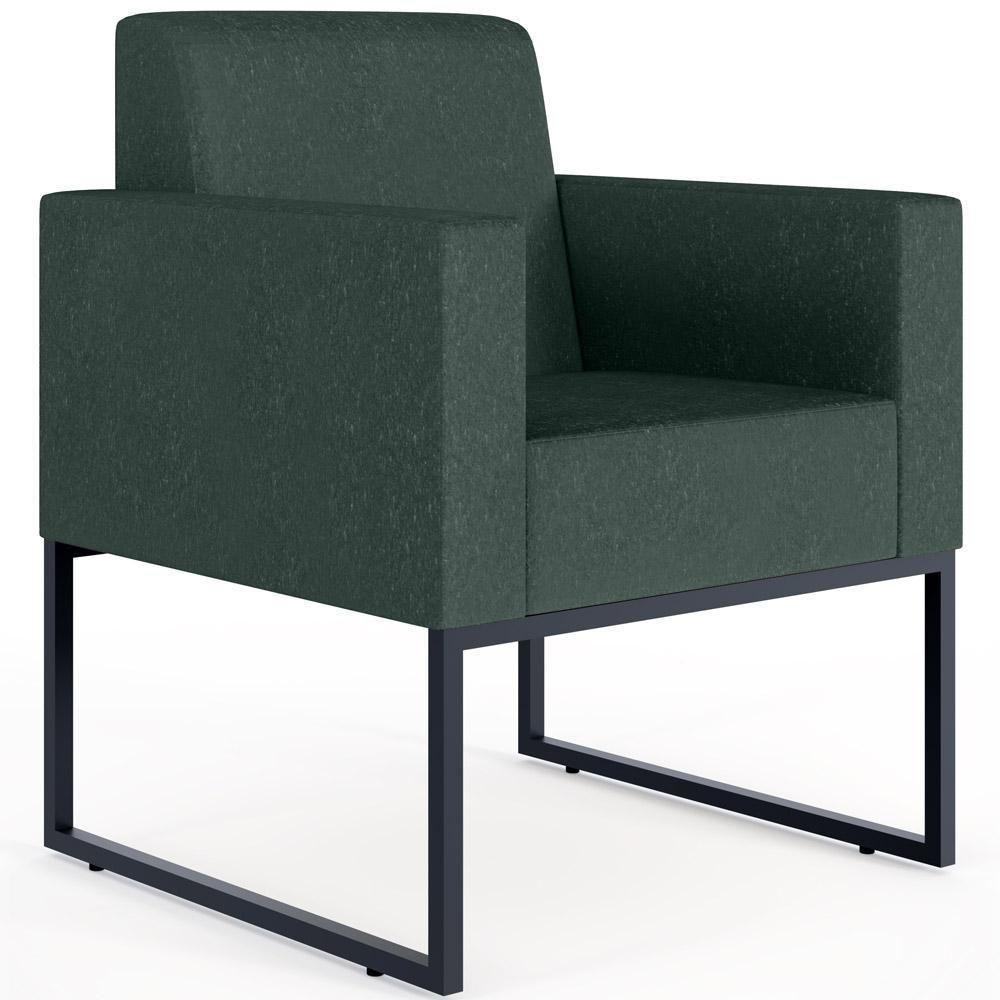 Kit 03 Poltronas Base De Metal Linho Verde Musgo - 9