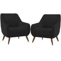 Kit 02 Poltronas Paloma D02 Veludo Preto C-300 - 1