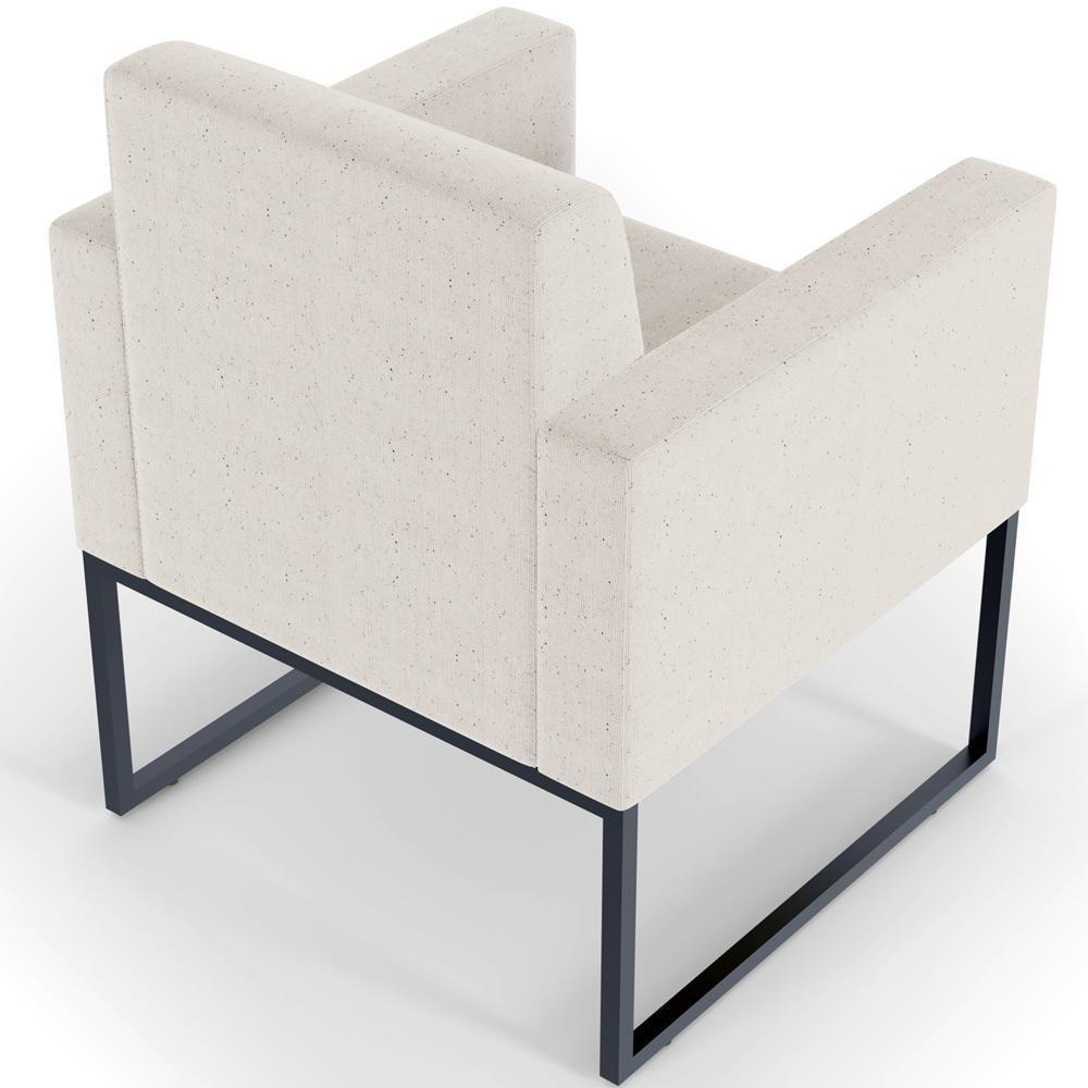 Kit 03 Poltronas Base Fixa De Metal Helô L02 Linho Cru - 3