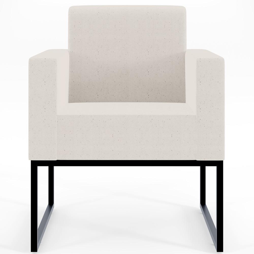 Kit 03 Poltronas Base Fixa De Metal Helô L02 Linho Cru - 6