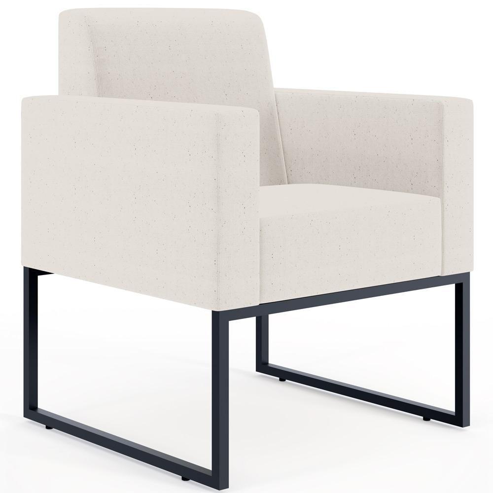 Kit 03 Poltronas Base Fixa De Metal Helô L02 Linho Cru - 9