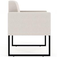 Kit 03 Poltronas Base Fixa De Metal Helô L02 Linho Cru - 5