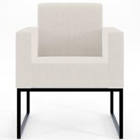 Kit 03 Poltronas Base Fixa De Metal Helô L02 Linho Cru - 6