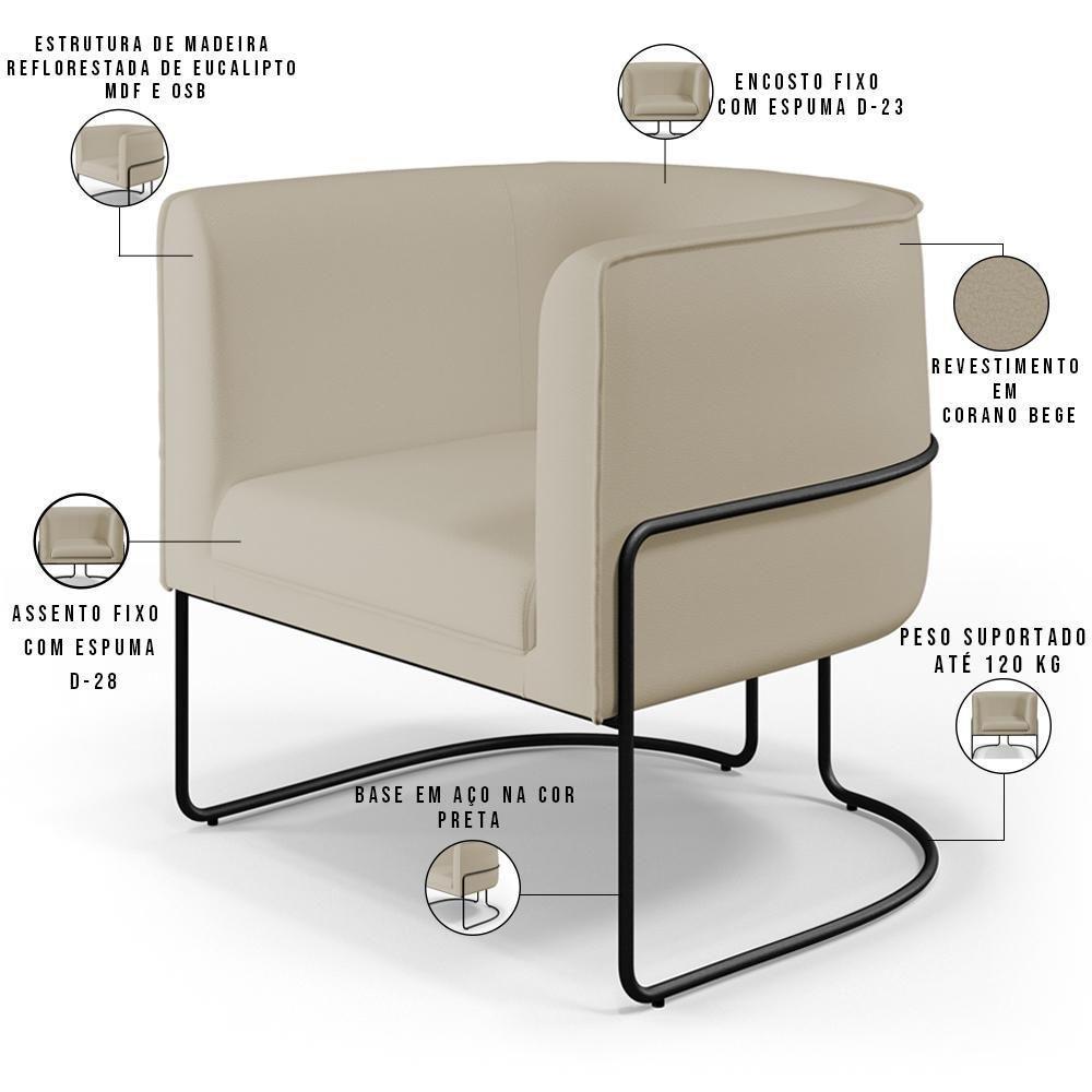 Kit 02 Poltronas Preto Betina D02 Bege C-26 - 8
