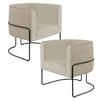 Kit 02 Poltronas Preto Betina D02 Bege C-26 - 1