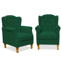 Kit 02 Poltronas Yara P02 Suede Verde Musgo - 1