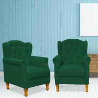 Kit 02 Poltronas Yara P02 Suede Verde Musgo - 12