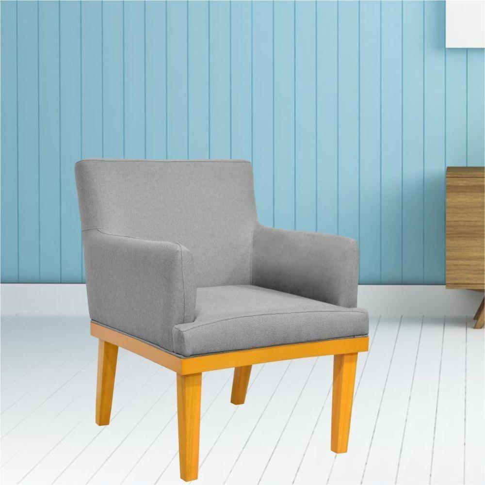 Kit 02 Poltronas Beatriz W01 Linho Cinza Escuro - 7