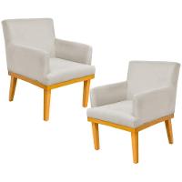 Kit 02 Poltronas Base Mel Beatriz W01 Suede Bege - 1