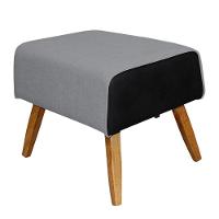 Kit Poltrona Com Puff Linho Cinza C-416 Corano Preto - 7