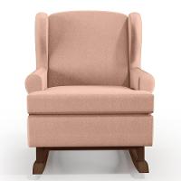 Kit 02 Poltronas Malu Base De Madeira P02 Linho Rosê