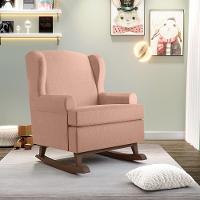 Kit 02 Poltronas Malu Base De Madeira P02 Linho Rosê - 8