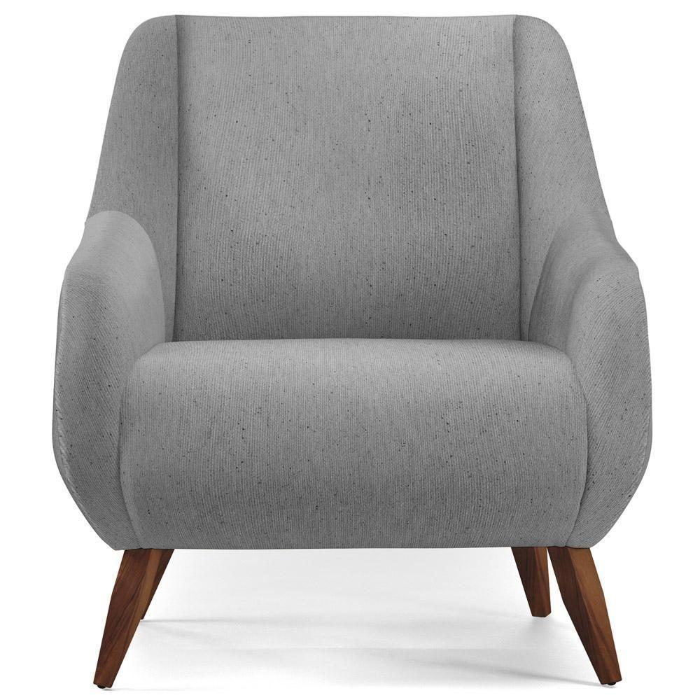 Poltrona Fixa Pés De Madeira Paloma D02 Linho Cinza D-315 - 6