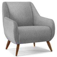Poltrona Fixa Pés De Madeira Paloma D02 Linho Cinza D-315 - 1