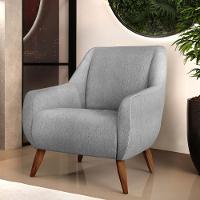 Poltrona Fixa Pés De Madeira Paloma D02 Linho Cinza D-315 - 7