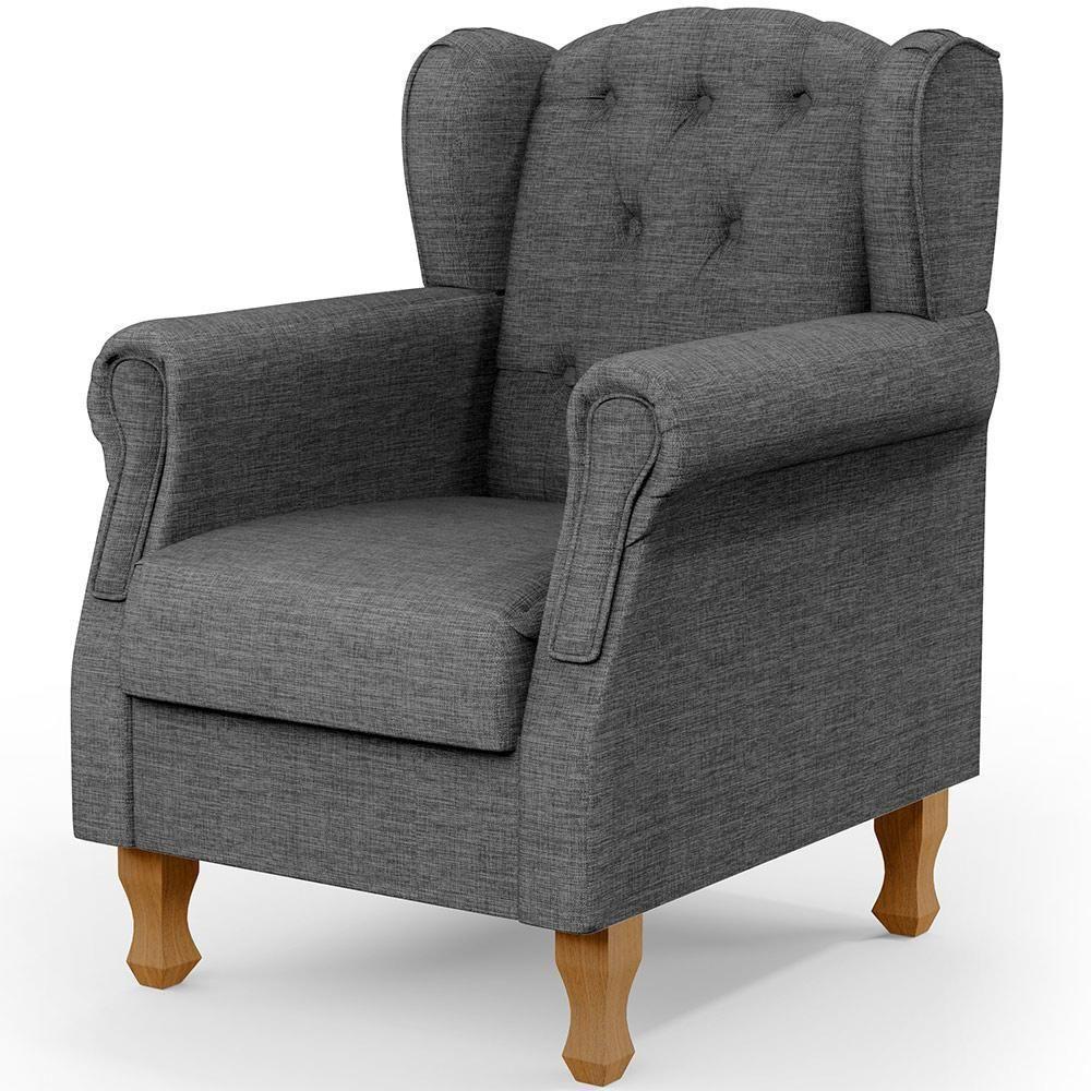 Poltrona Para Sala De Estar Yara P02 Linho Cinza Escuro - 1