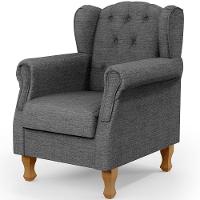 Poltrona Para Sala De Estar Yara P02 Linho Cinza Escuro - 1