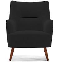 Poltrona Fixa Pés De Madeira Isabella D02 Veludo Preto C-300 - 9