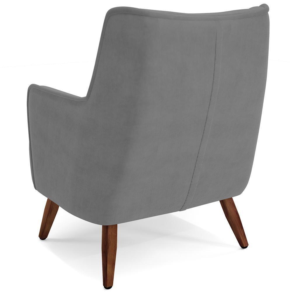 Poltrona Fixa Pés De Madeira Isabella D02 Veludo Cinza C-317 - 3