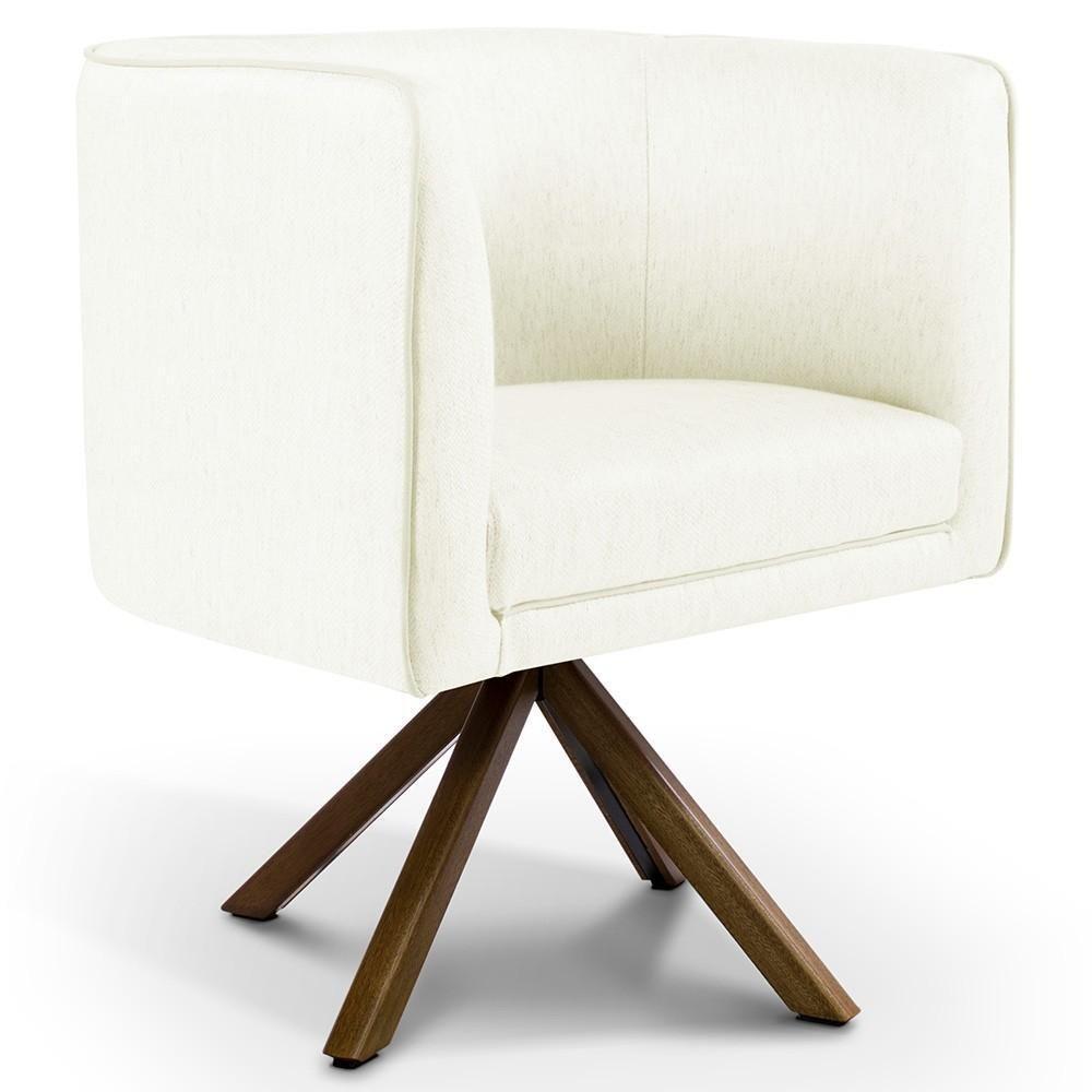 Kit 02 Poltronas Base Giratória De Madeira Corano Bege C-26 - 5