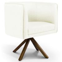 Kit 02 Poltronas Base Giratória De Madeira Corano Bege C-26 - 5