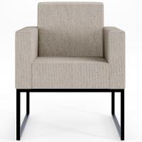 Kit 02 Poltronas Recepção Base Fixa De Metal Linho Bege - 6