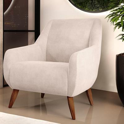 Poltrona Fixa Paloma D02 Veludo Bege Lyam Decor