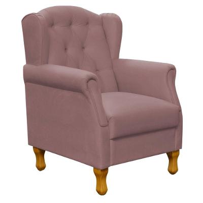 Poltrona Decorativa Yara P02 Para Sala De Estar Suede Rosê Lyam Decor