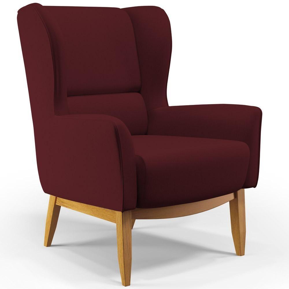 Poltrona Milena Base De Madeira Veludo Marsala C-278 - 1