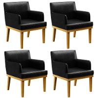 Kit 4 Poltronas Beatriz W01 Couríssimo Preto - 1