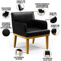 Kit 4 Poltronas Beatriz W01 Couríssimo Preto - 8