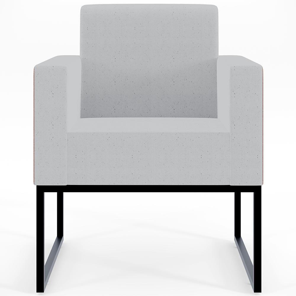 Kit 02 Poltronas Sala Base Metal Linho Cinza Camel - 6