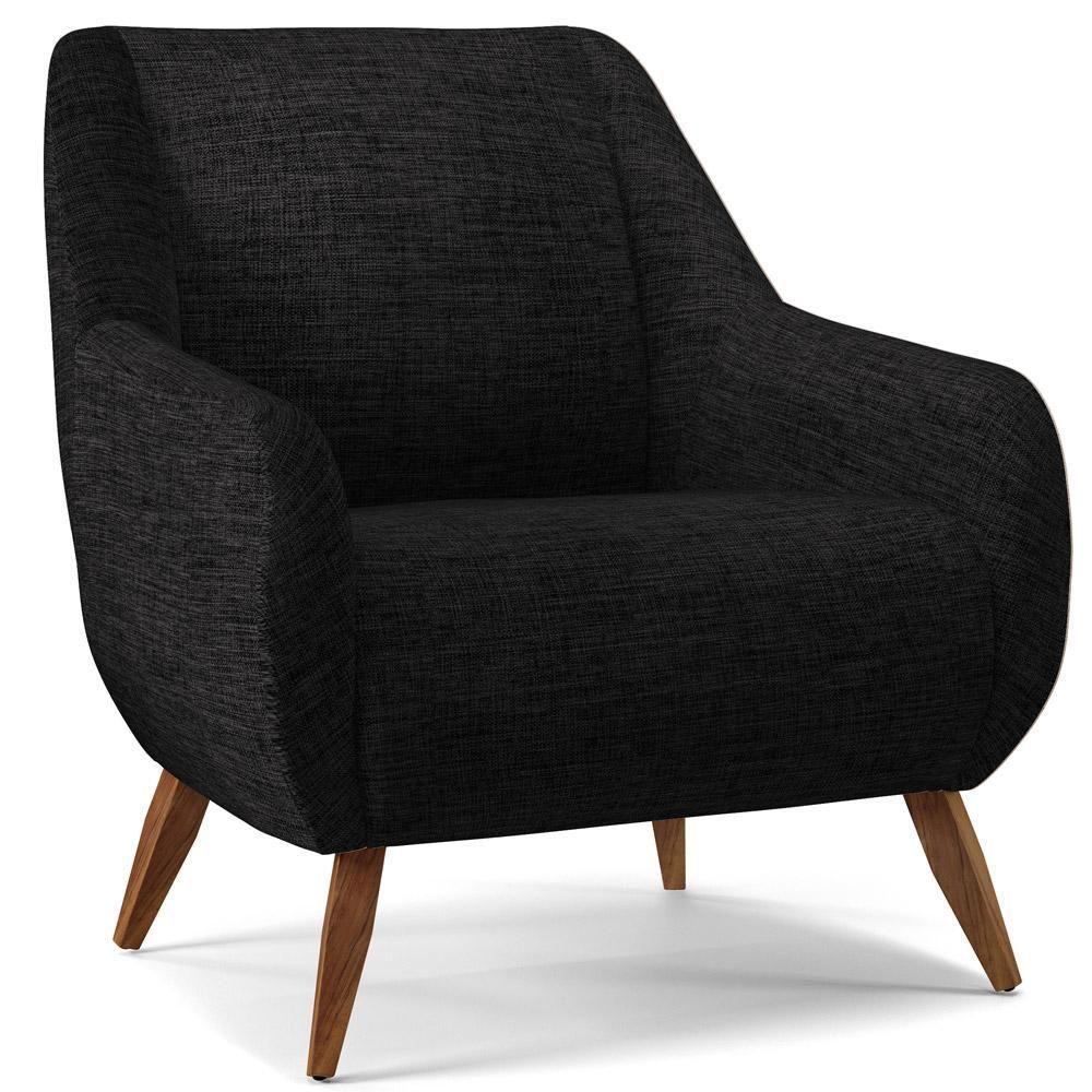 Poltrona Fixa Pés De Madeira Paloma D02 Linho Chumbo D-465 - 1