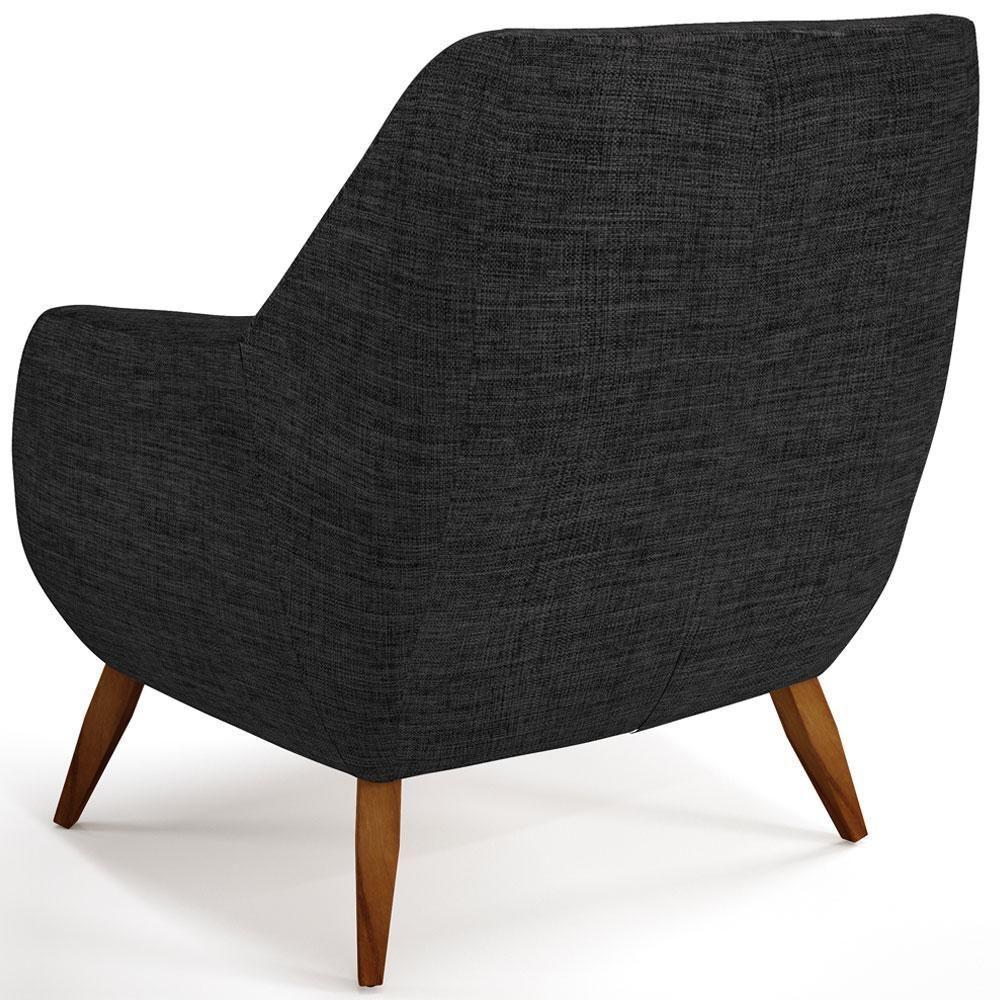 Poltrona Fixa Pés De Madeira Paloma D02 Linho Chumbo D-465 - 3