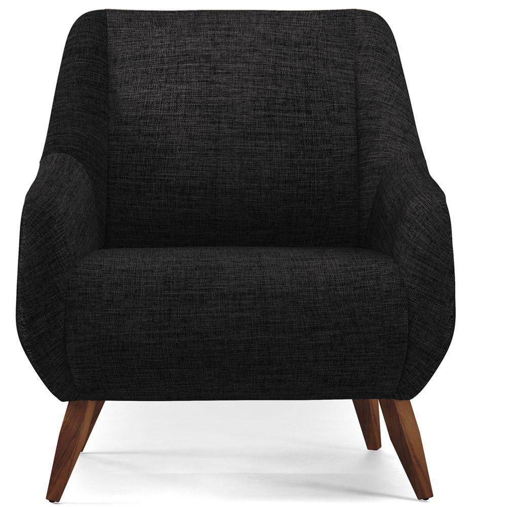 Poltrona Fixa Pés De Madeira Paloma D02 Linho Chumbo D-465 - 6