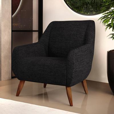 Poltrona Fixa Decorativa Paloma D02 Linho Cinza Lyam Decor