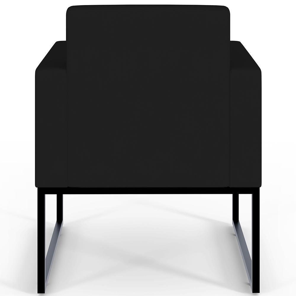 Kit 04 Poltronas Base Fixa De Metal Helô L02 Suede Preto - 2