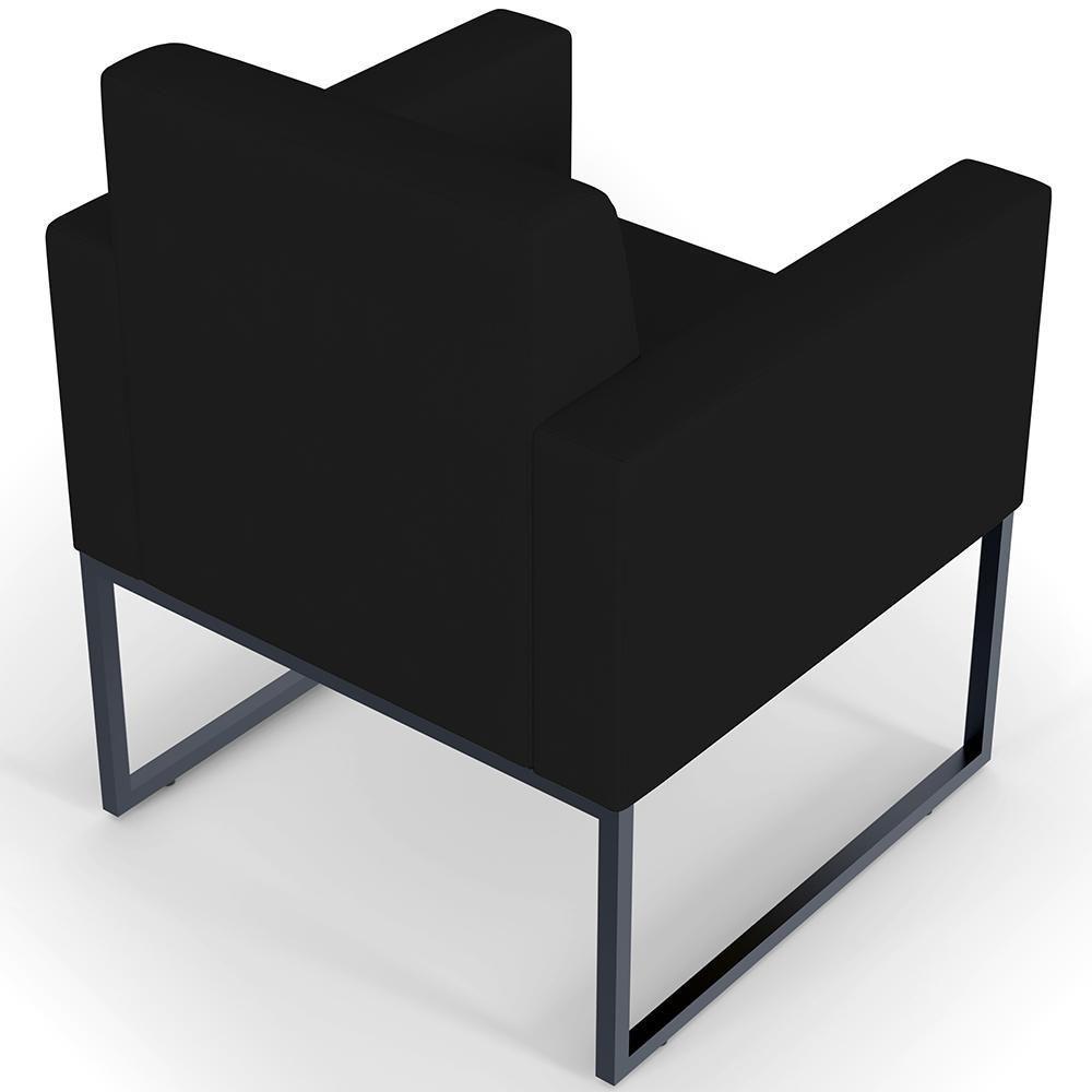 Kit 04 Poltronas Base Fixa De Metal Helô L02 Suede Preto - 3