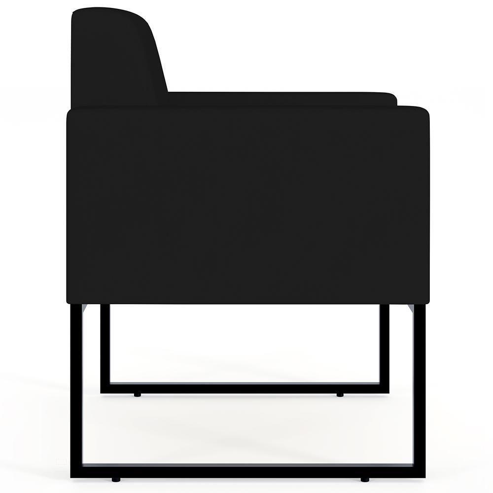 Kit 04 Poltronas Base Fixa De Metal Helô L02 Suede Preto - 5