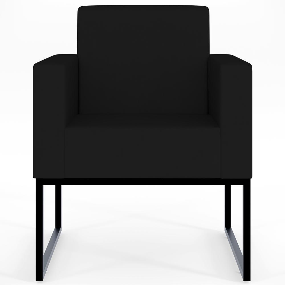 Kit 04 Poltronas Base Fixa De Metal Helô L02 Suede Preto - 6